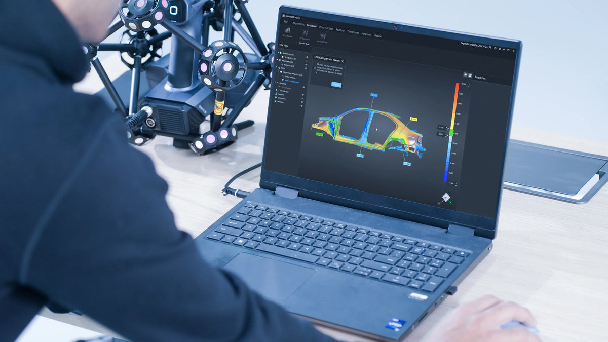 Colour deviation analysis of a scanned vehicle body in SHINING 3D Inspect