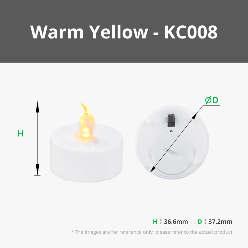 LED Flame Tea Light Candle Set Warm Yellow (12pcs) - KC008