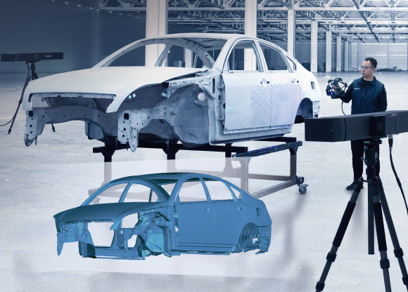 3D scanning of a vehicle body alongside its digital model